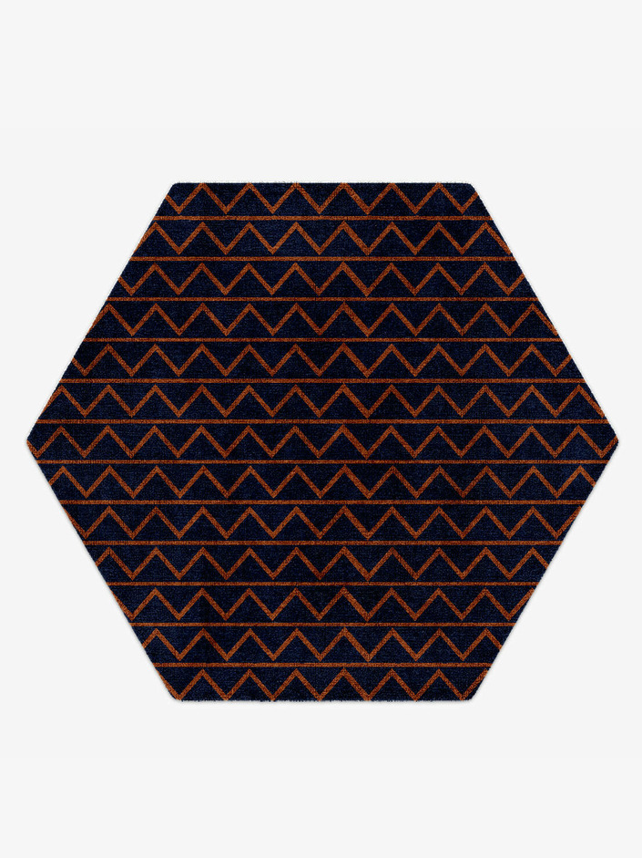 Zag Geometric Hexagon Hand Knotted Bamboo Silk Custom Rug by Rug Artisan