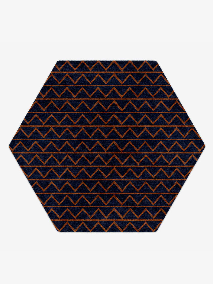 Zag Geometric Hexagon Hand Knotted Tibetan Wool Custom Rug by Rug Artisan