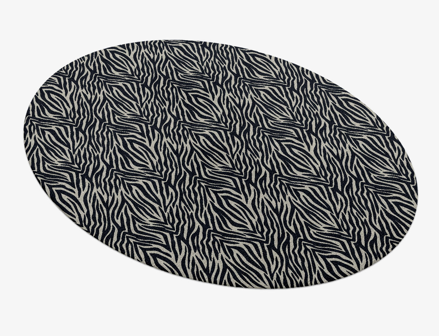 Zebra Hide Animal Prints Oval Hand Knotted Tibetan Wool Custom Rug by Rug Artisan