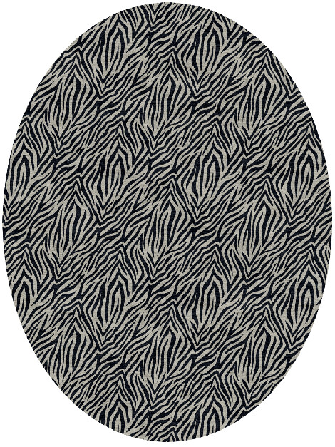 Zebra Hide Animal Prints Oval Hand Knotted Tibetan Wool Custom Rug by Rug Artisan