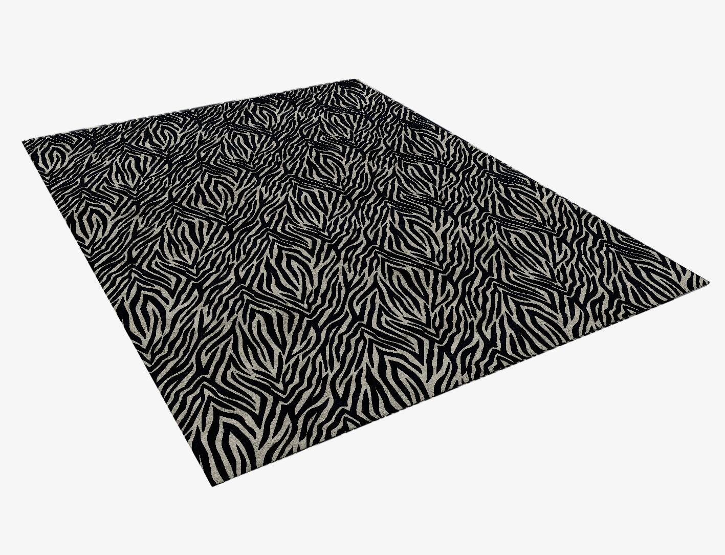 Zebra Hide Animal Prints Rectangle Hand Knotted Bamboo Silk Custom Rug by Rug Artisan