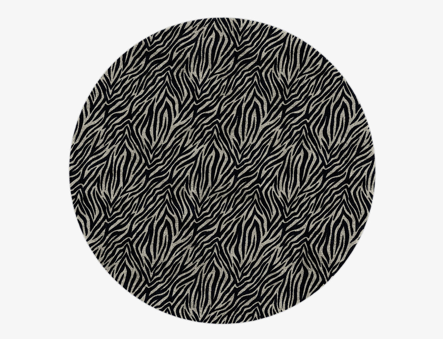 Zebra Hide Animal Prints Round Hand Knotted Bamboo Silk Custom Rug by Rug Artisan
