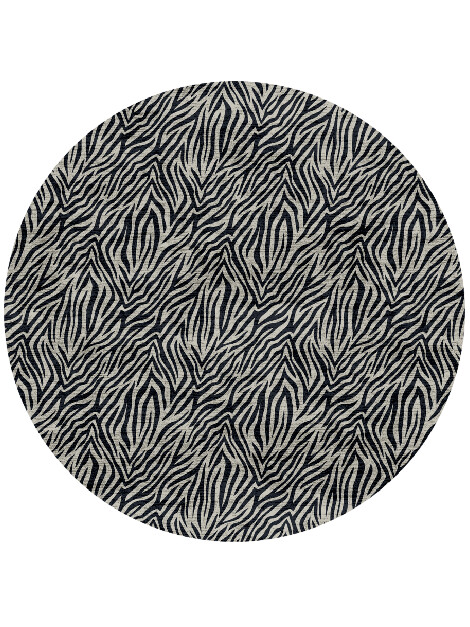 Zebra Hide Animal Prints Round Hand Knotted Bamboo Silk Custom Rug by Rug Artisan