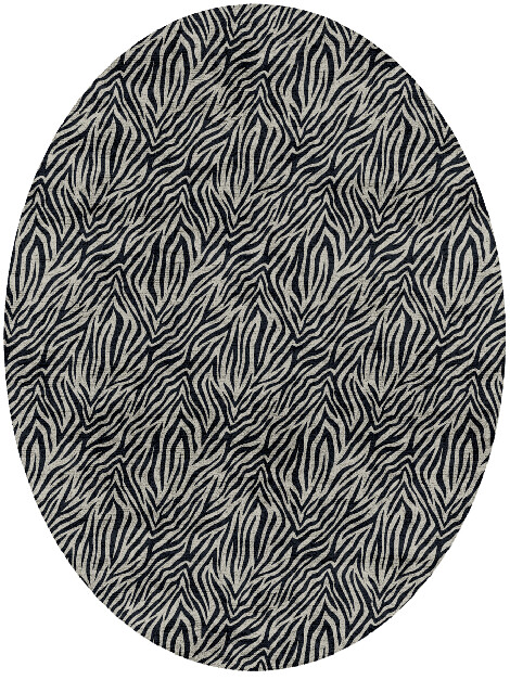 Zebra Hide Animal Prints Oval Hand Tufted Bamboo Silk Custom Rug by Rug Artisan