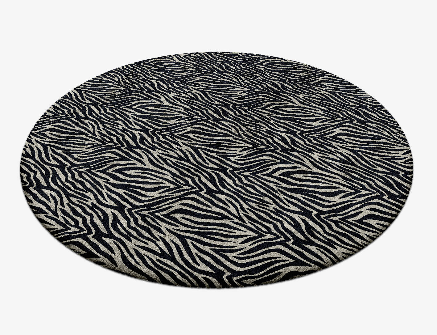 Zebra Hide Animal Prints Round Hand Tufted Bamboo Silk Custom Rug by Rug Artisan