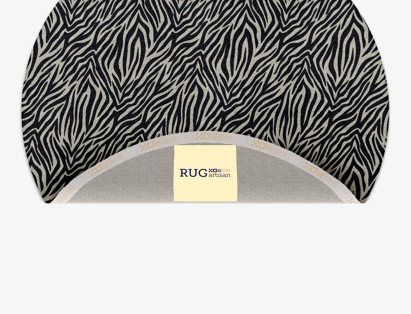 Zebra Hide Animal Prints Round Hand Tufted Pure Wool Custom Rug by Rug Artisan