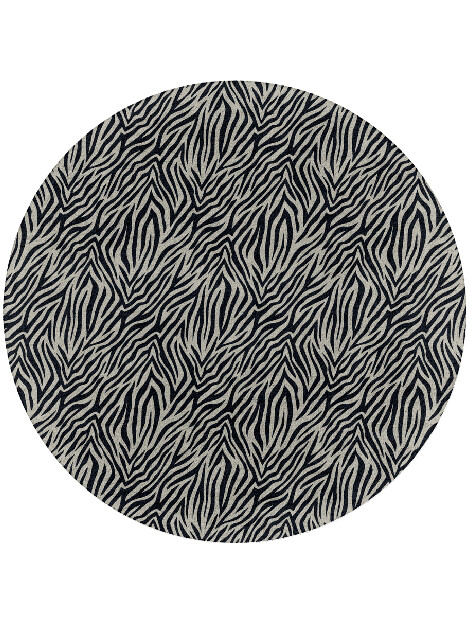 Zebra Hide Animal Prints Round Hand Tufted Pure Wool Custom Rug by Rug Artisan