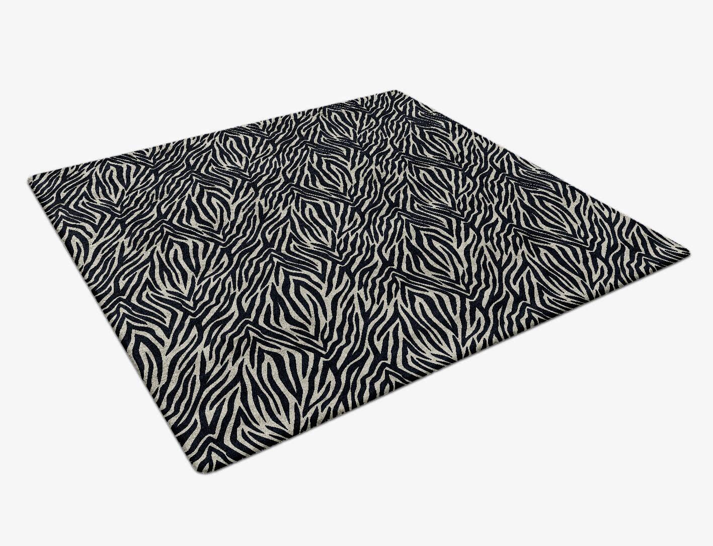 Zebra Hide Animal Prints Square Hand Tufted Bamboo Silk Custom Rug by Rug Artisan