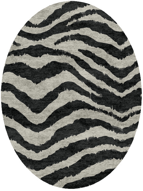 Zebra Repeat Animal Prints Oval Hand Knotted Bamboo Silk Custom Rug by Rug Artisan