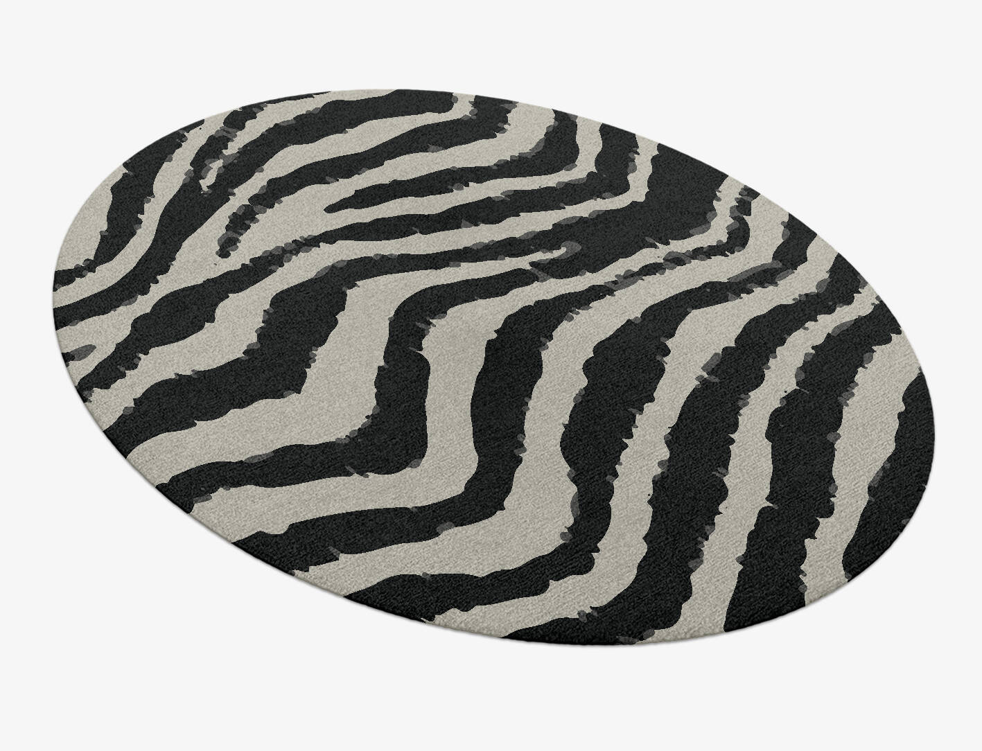 Zebra Repeat Animal Prints Oval Hand Knotted Tibetan Wool Custom Rug by Rug Artisan