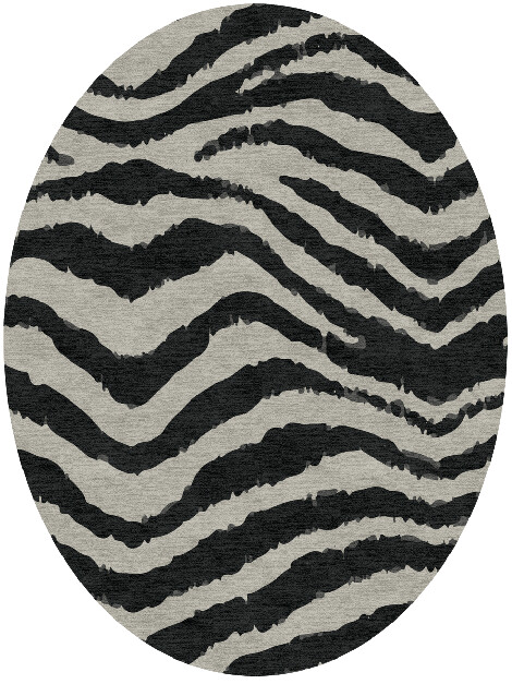 Zebra Repeat Animal Prints Oval Hand Knotted Tibetan Wool Custom Rug by Rug Artisan