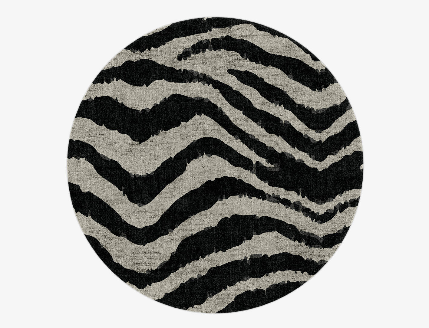 Zebra Repeat Animal Prints Round Hand Knotted Bamboo Silk Custom Rug by Rug Artisan