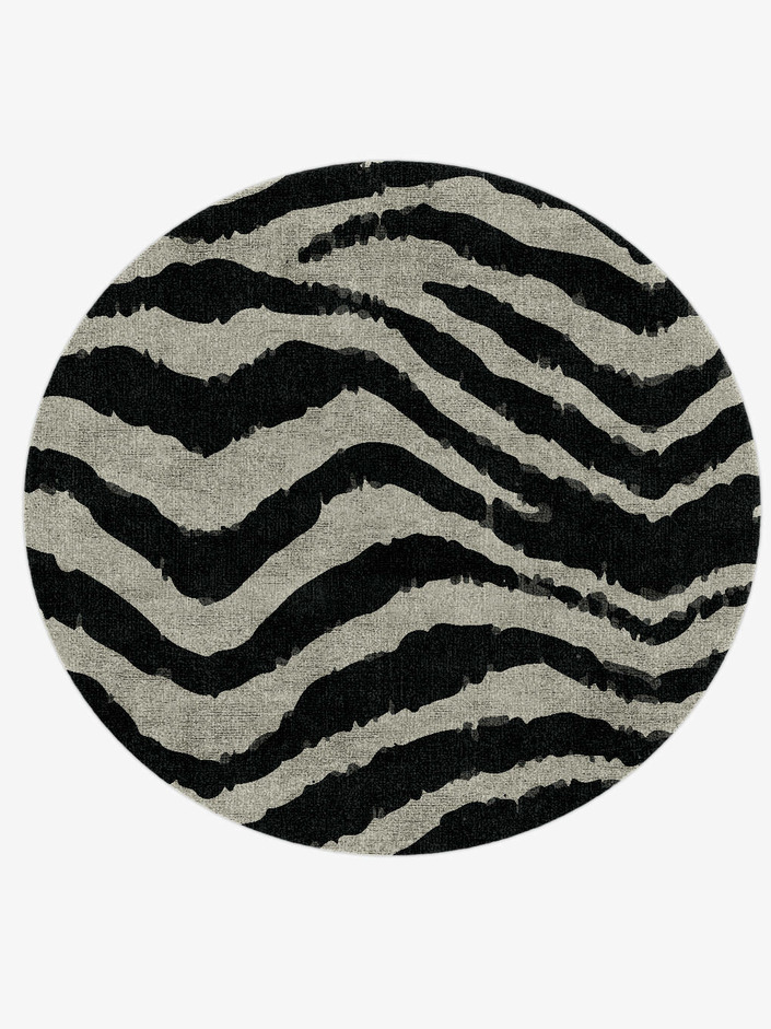 Zebra Repeat Animal Prints Round Hand Knotted Bamboo Silk Custom Rug by Rug Artisan
