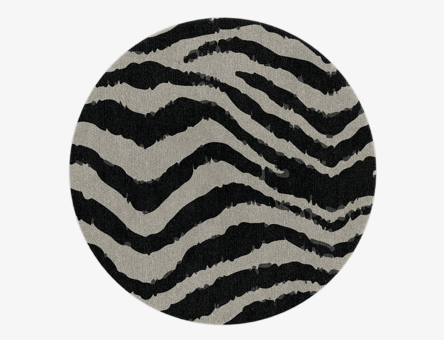 Zebra Repeat Animal Prints Round Hand Knotted Tibetan Wool Custom Rug by Rug Artisan