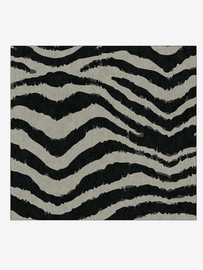 Zebra Repeat Animal Prints Square Hand Knotted Tibetan Wool Custom Rug by Rug Artisan