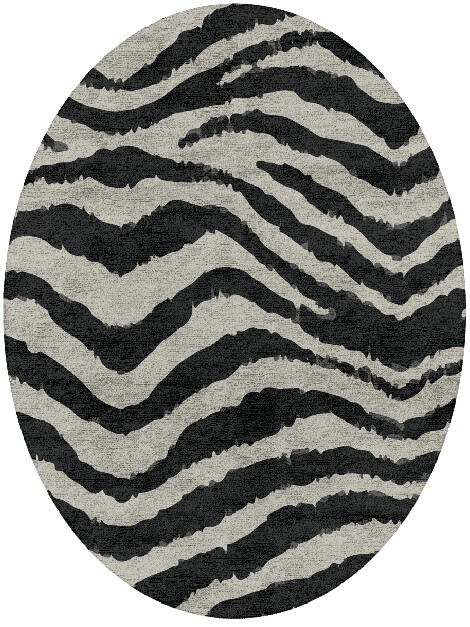 Zebra Repeat Animal Prints Oval Hand Tufted Bamboo Silk Custom Rug by Rug Artisan