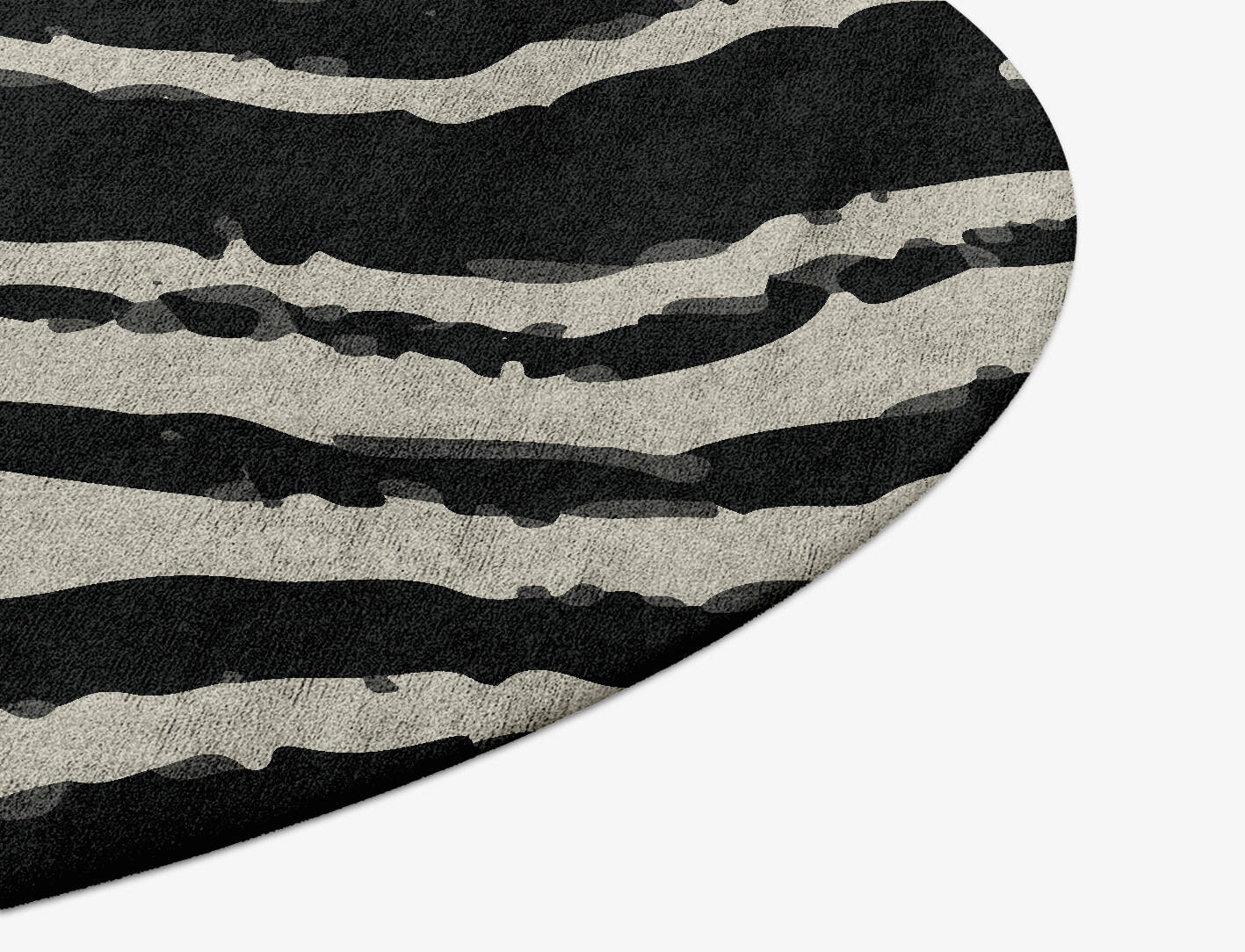 Zebra Repeat Animal Prints Round Hand Tufted Bamboo Silk Custom Rug by Rug Artisan