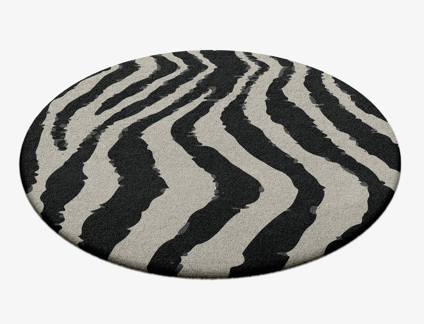 Zebra Repeat Animal Prints Round Hand Tufted Pure Wool Custom Rug by Rug Artisan