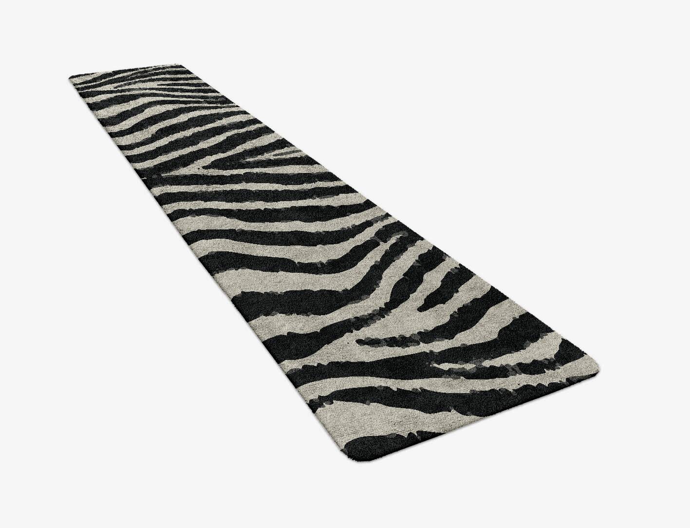 Zebra Repeat Animal Prints Runner Hand Tufted Bamboo Silk Custom Rug by Rug Artisan