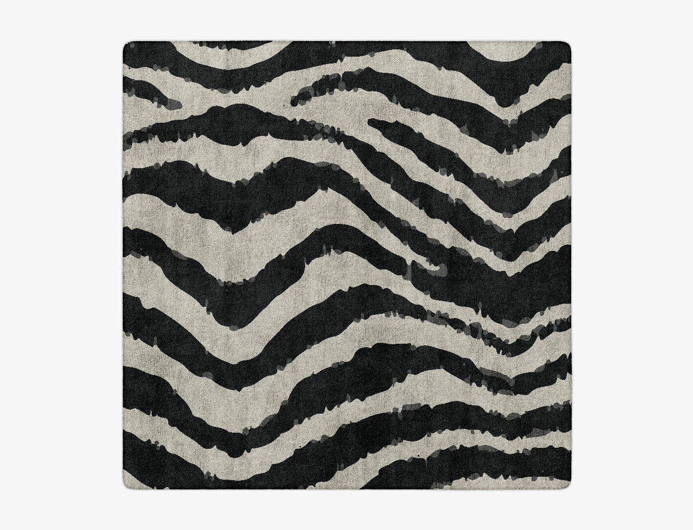 Zebra Repeat Animal Prints Square Hand Tufted Bamboo Silk Custom Rug by Rug Artisan