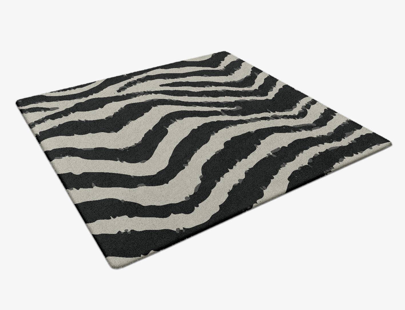 Zebra Repeat Animal Prints Square Hand Tufted Pure Wool Custom Rug by Rug Artisan