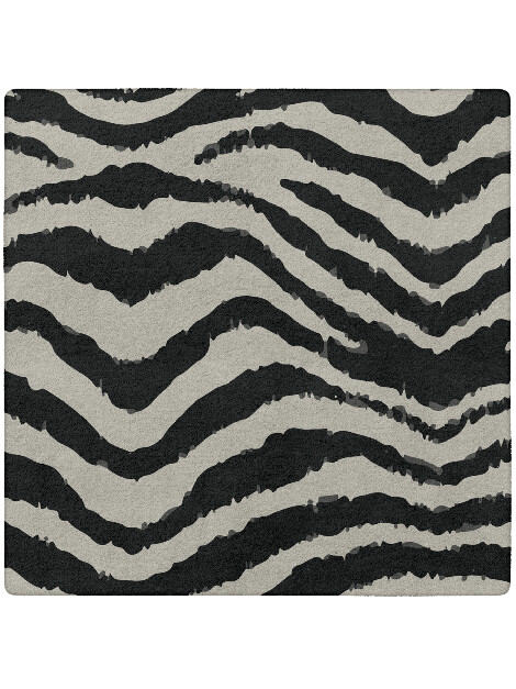 Zebra Repeat Animal Prints Square Hand Tufted Pure Wool Custom Rug by Rug Artisan