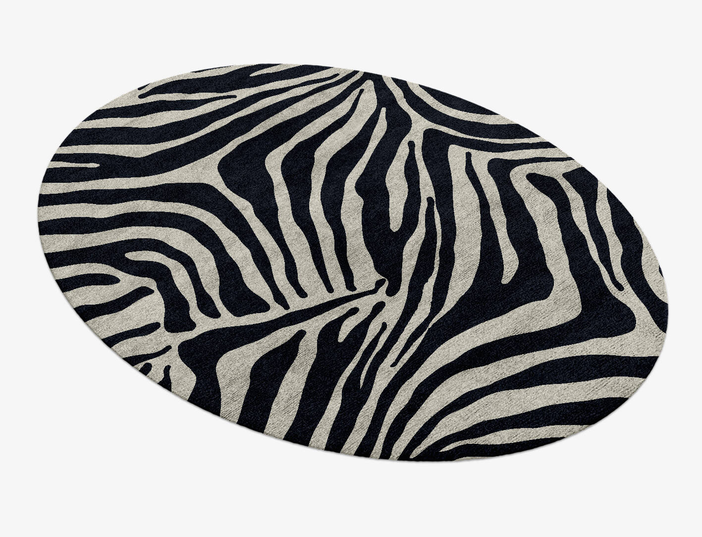 Zebra Stripes Animal Prints Oval Hand Knotted Bamboo Silk Custom Rug by Rug Artisan