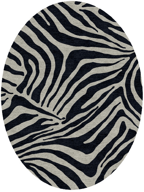 Zebra Stripes Animal Prints Oval Hand Knotted Tibetan Wool Custom Rug by Rug Artisan