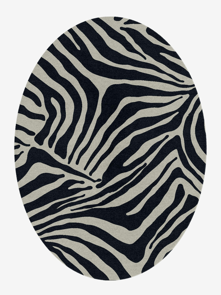 Zebra Stripes Animal Prints Oval Hand Knotted Tibetan Wool Custom Rug by Rug Artisan