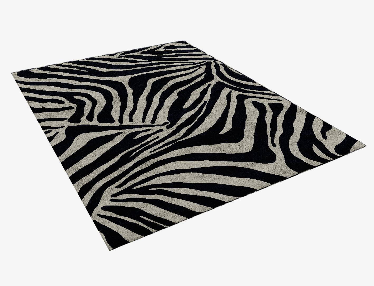 Zebra Stripes Animal Prints Rectangle Hand Knotted Bamboo Silk Custom Rug by Rug Artisan