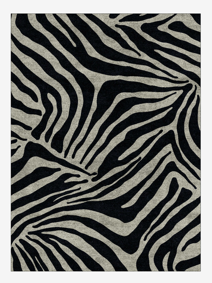 Zebra Stripes Animal Prints Rectangle Hand Knotted Bamboo Silk Custom Rug by Rug Artisan