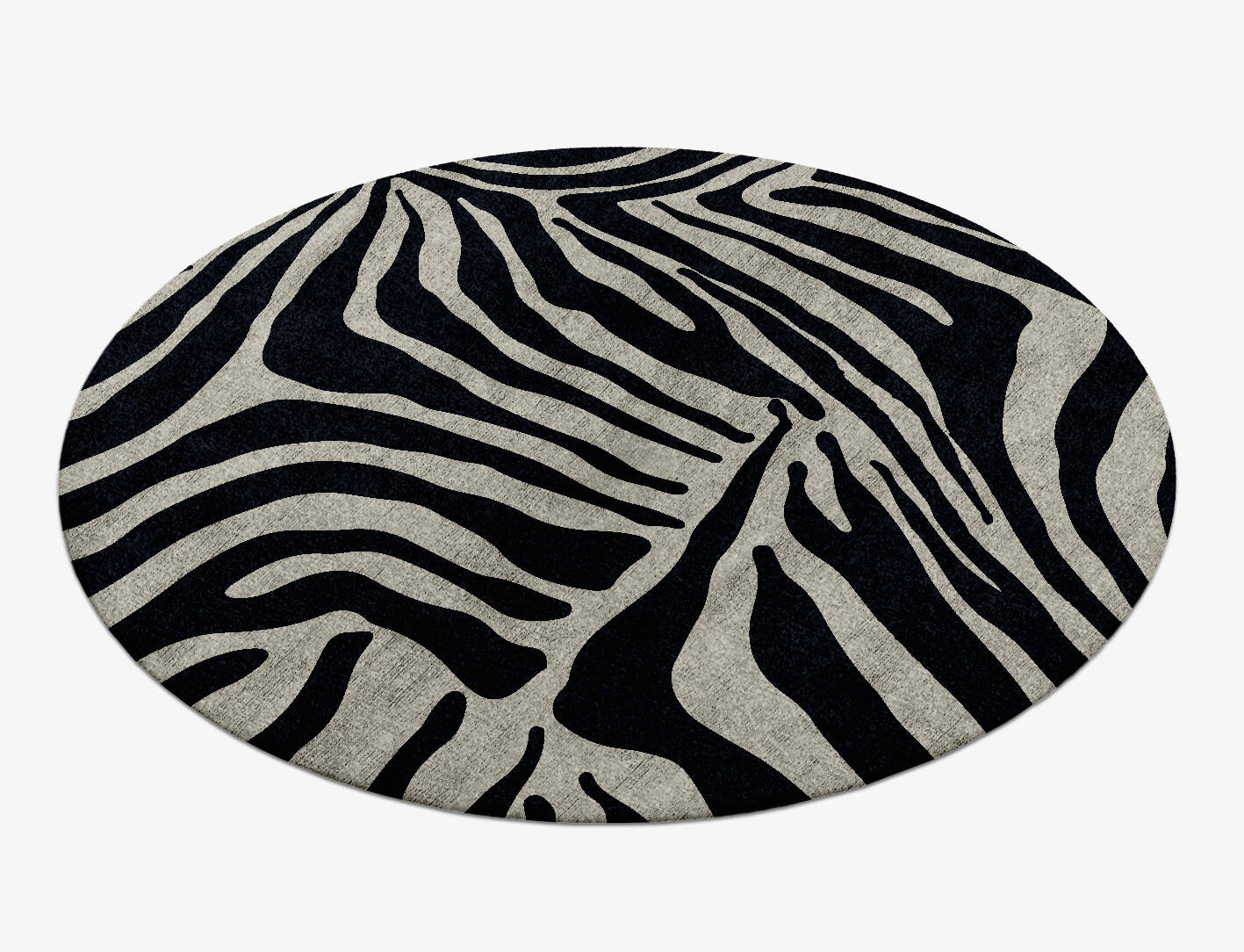 Zebra Stripes Animal Prints Round Hand Knotted Bamboo Silk Custom Rug by Rug Artisan