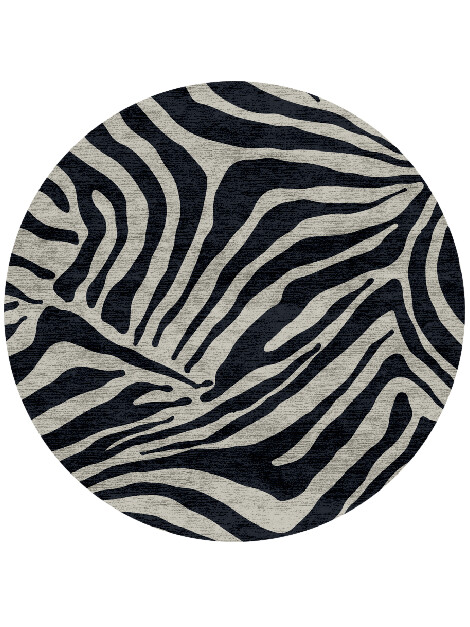 Zebra Stripes Animal Prints Round Hand Knotted Bamboo Silk Custom Rug by Rug Artisan