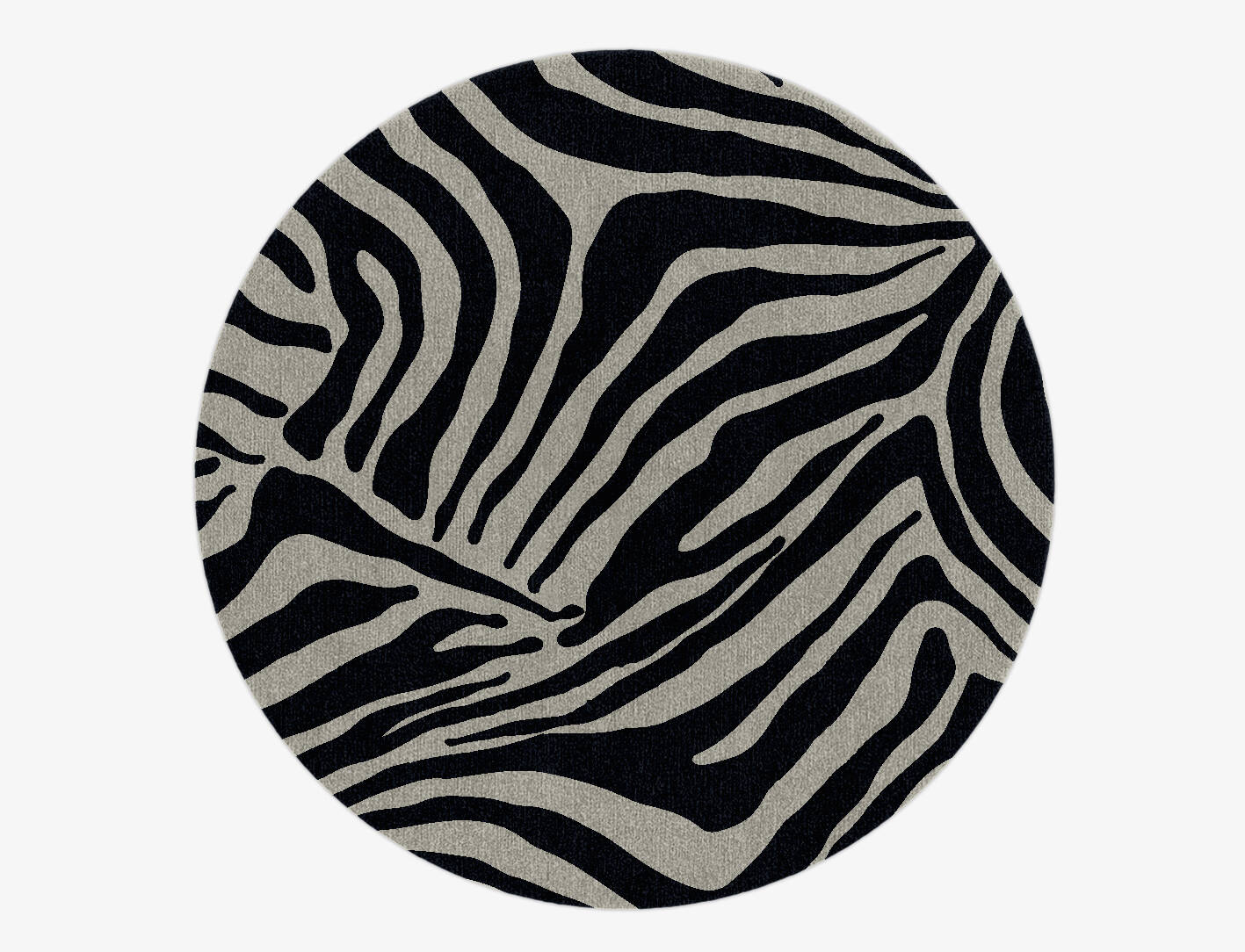Zebra Stripes Animal Prints Round Hand Knotted Tibetan Wool Custom Rug by Rug Artisan