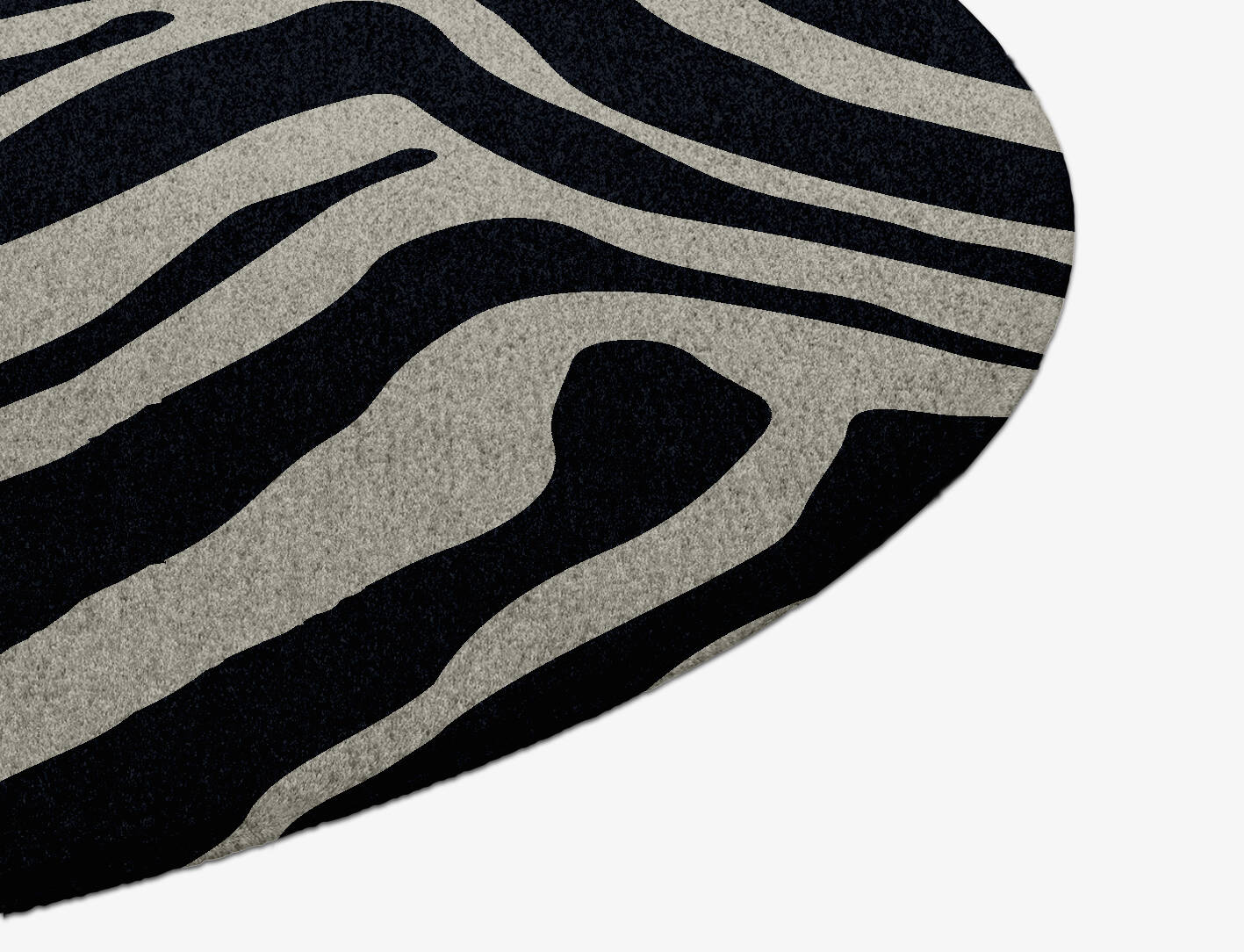 Zebra Stripes Animal Prints Round Hand Knotted Tibetan Wool Custom Rug by Rug Artisan