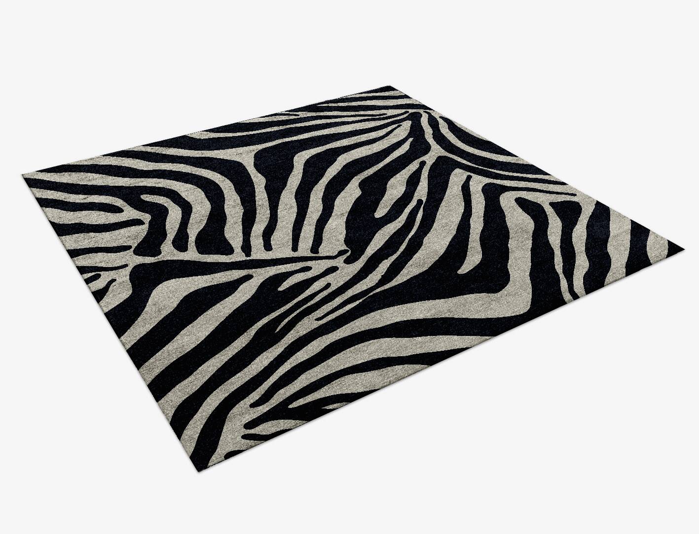 Zebra Stripes Animal Prints Square Hand Knotted Bamboo Silk Custom Rug by Rug Artisan