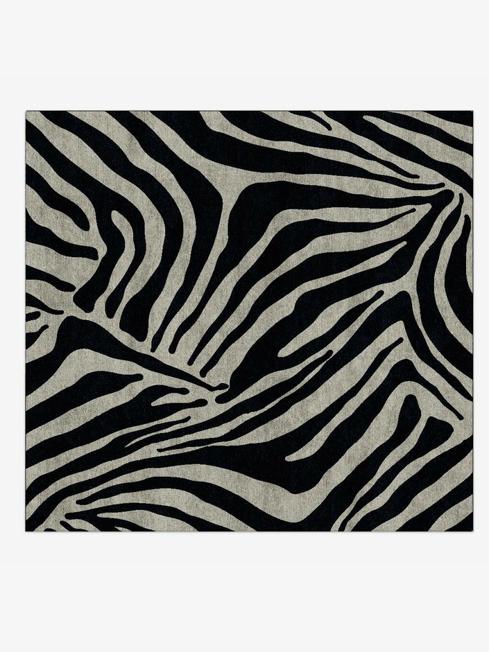 Zebra Stripes Animal Prints Square Hand Knotted Bamboo Silk Custom Rug by Rug Artisan