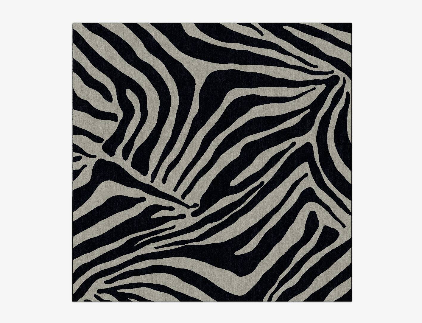 Zebra Stripes Animal Prints Square Hand Knotted Tibetan Wool Custom Rug by Rug Artisan