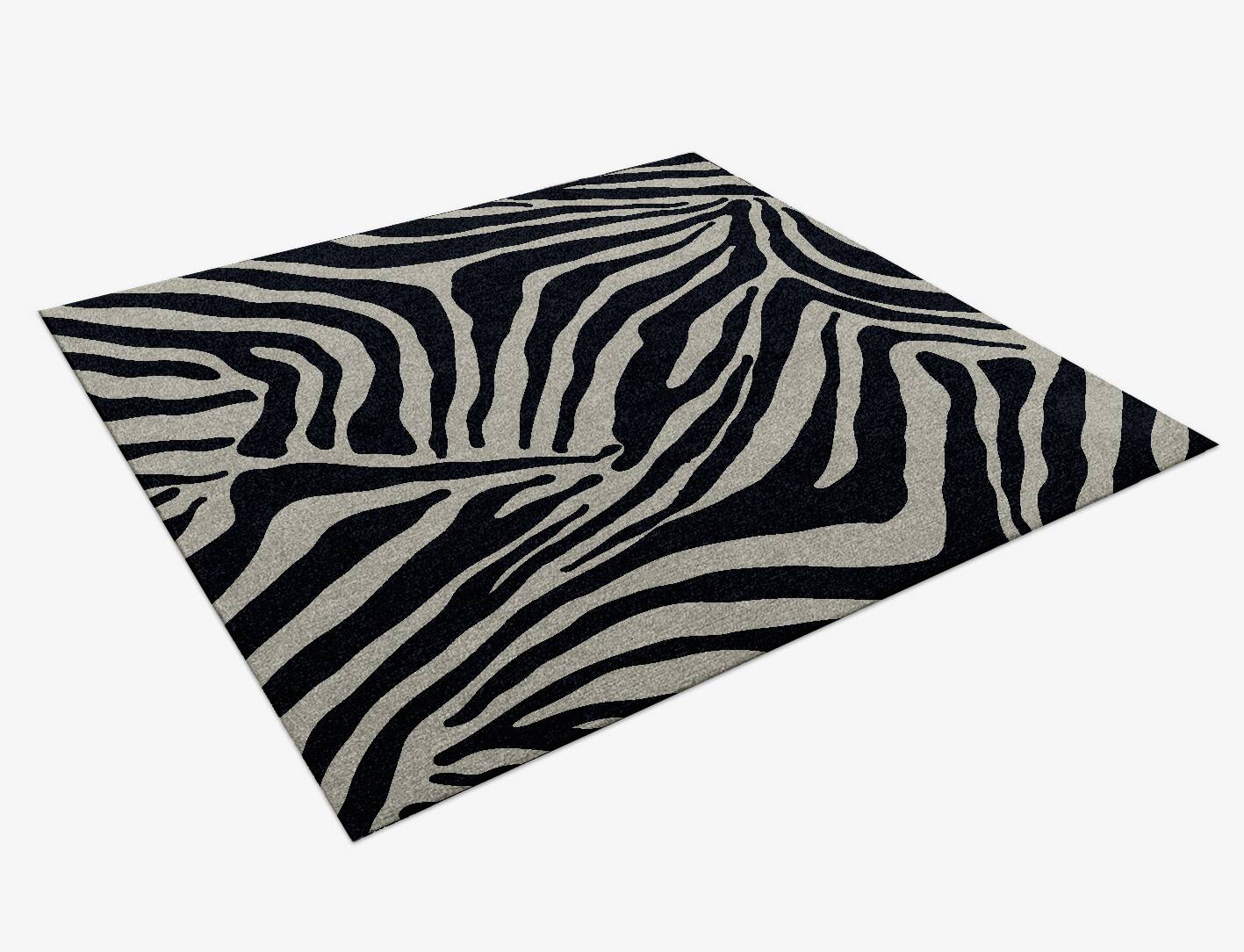 Zebra Stripes Animal Prints Square Hand Knotted Tibetan Wool Custom Rug by Rug Artisan
