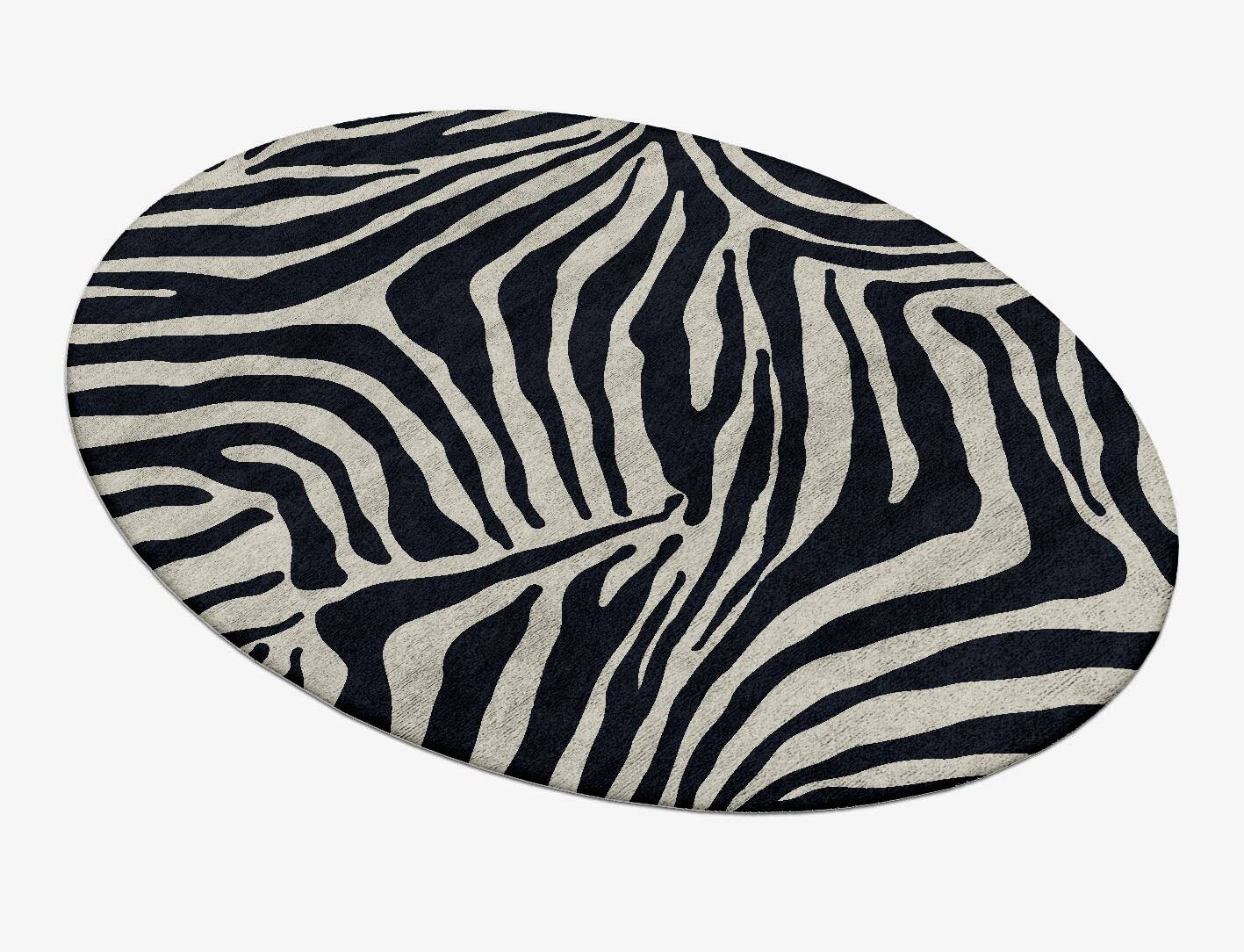 Zebra Stripes Animal Prints Oval Hand Tufted Bamboo Silk Custom Rug by Rug Artisan
