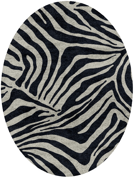 Zebra Stripes Animal Prints Oval Hand Tufted Bamboo Silk Custom Rug by Rug Artisan