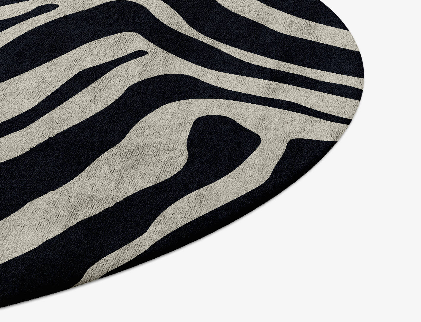Zebra Stripes Animal Prints Round Hand Tufted Bamboo Silk Custom Rug by Rug Artisan