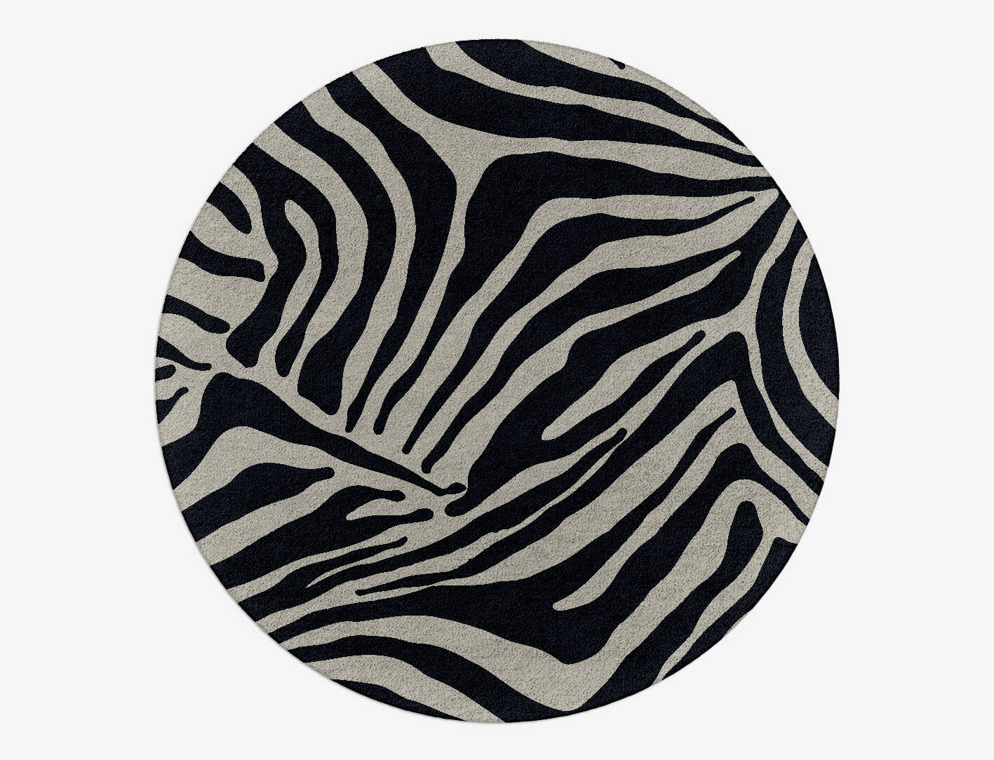 Zebra Stripes Animal Prints Round Hand Tufted Pure Wool Custom Rug by Rug Artisan