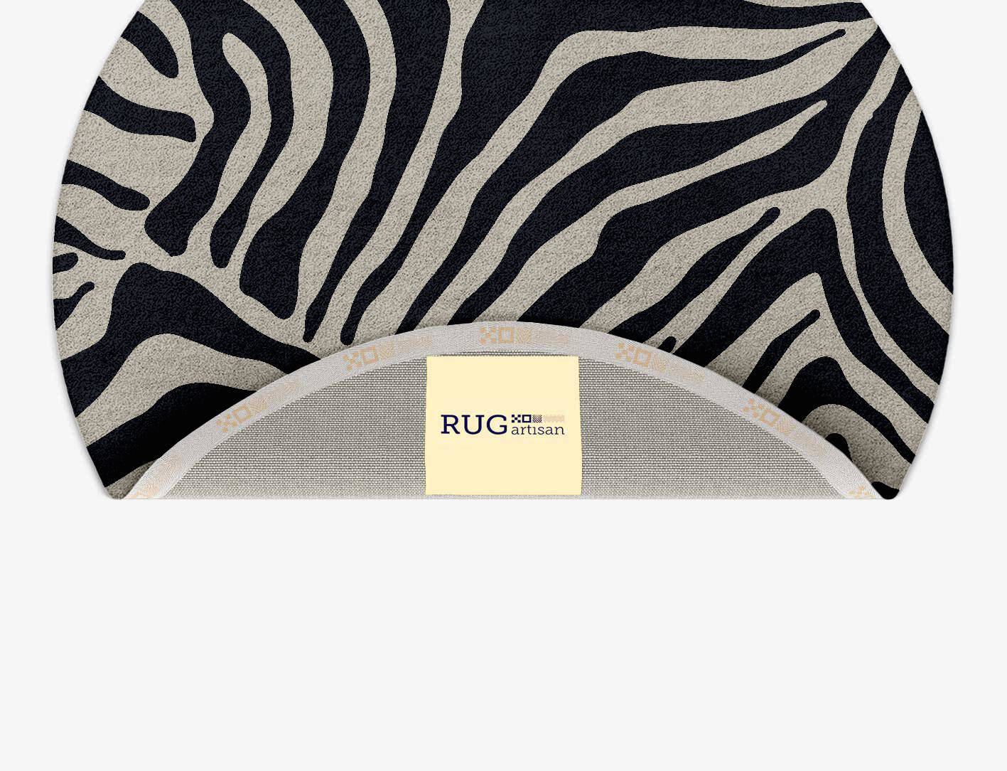 Zebra Stripes Animal Prints Round Hand Tufted Pure Wool Custom Rug by Rug Artisan