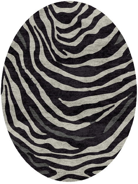 Zebroid Animal Prints Oval Hand Knotted Bamboo Silk Custom Rug by Rug Artisan