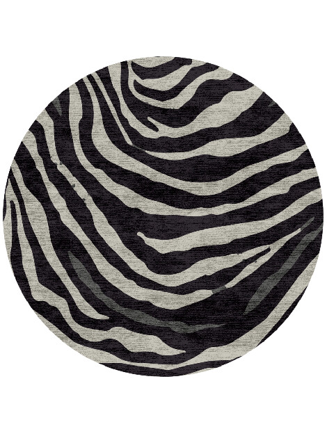 Zebroid Animal Prints Round Hand Knotted Bamboo Silk Custom Rug by Rug Artisan