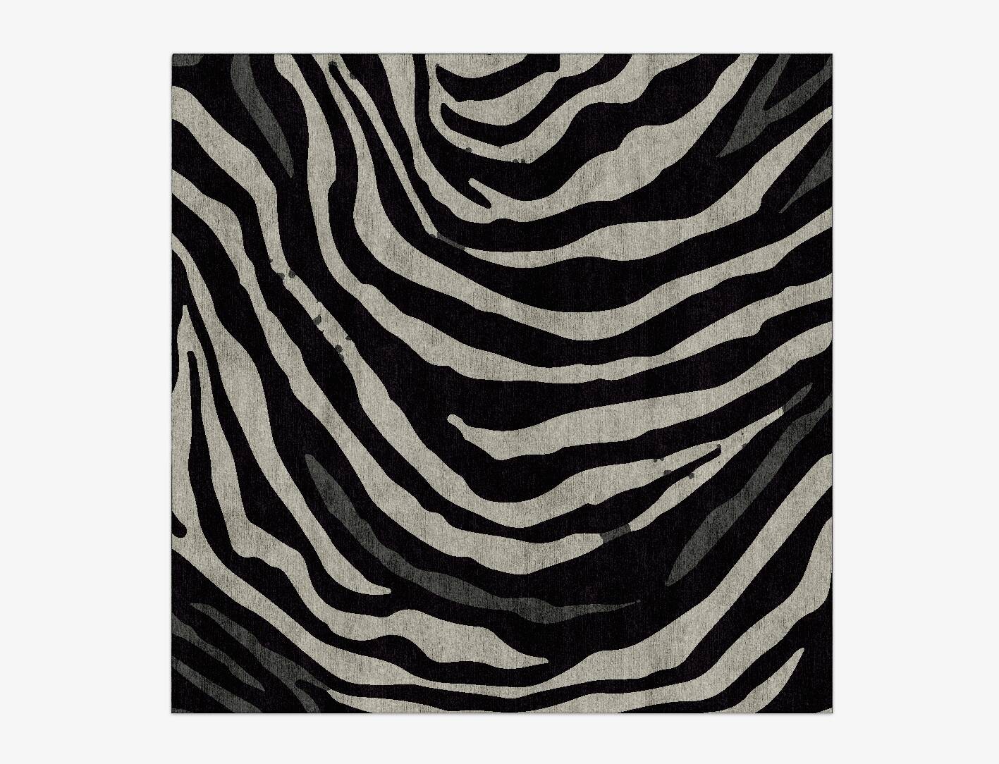 Zebroid Animal Prints Square Hand Knotted Bamboo Silk Custom Rug by Rug Artisan
