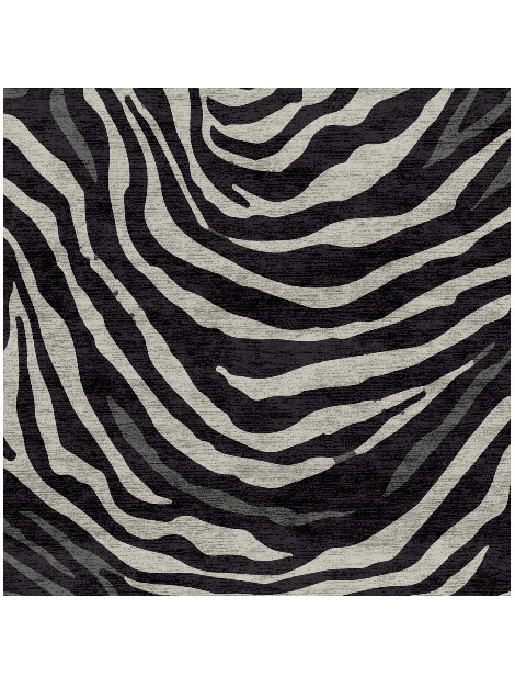 Zebroid Animal Prints Square Hand Knotted Bamboo Silk Custom Rug by Rug Artisan