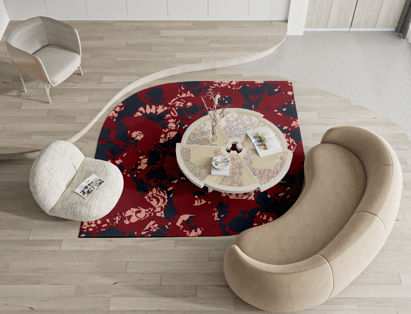 Zeitun Abstract Ogee Hand Knotted Tibetan Wool Custom Rug by Rug Artisan