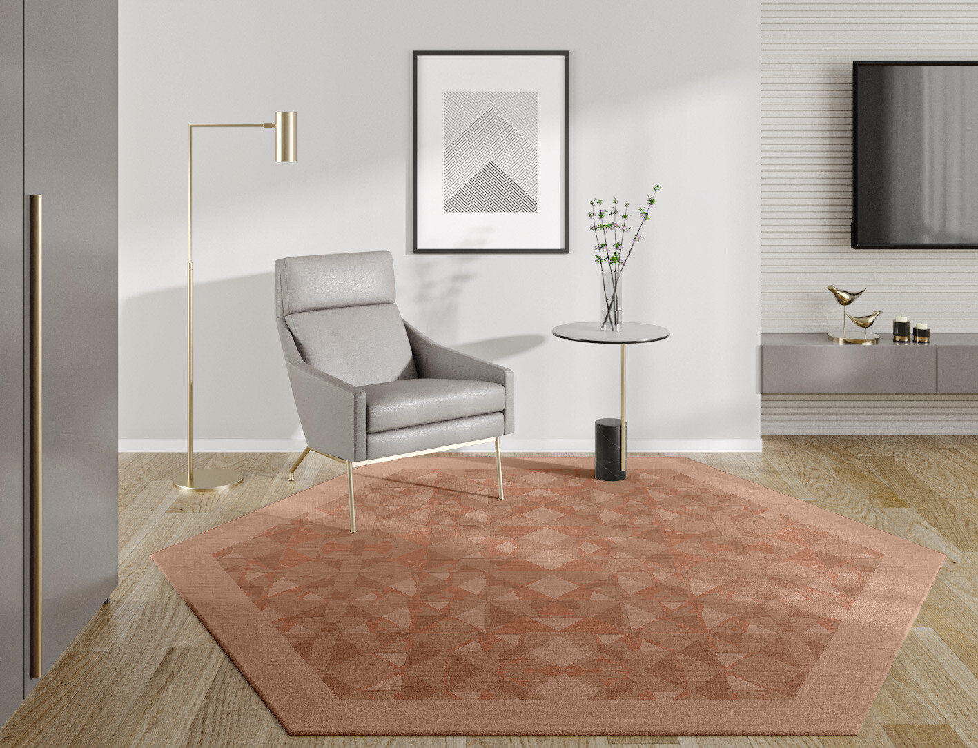 Zellige Origami Hexagon Hand Tufted Pure Wool Custom Rug by Rug Artisan